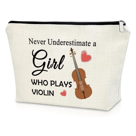 Sazuwu Violin Gifts for Women Makeup Bag Violin Player Gifts Violin Lovers Gift Violin Teacher Appreciation Gifts Cosmetic Bag Music Teacher Gifts Violinist Gifts Graduation Birthday Gifts Cover