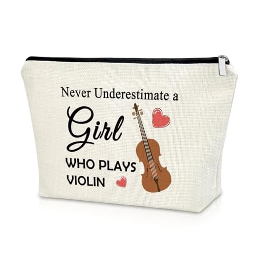 Sazuwu Violin Gifts Women's Makeup Bag Cosmetic Bag for Violin Players Lovers Teachers Music Enthusiasts Violinist Appreciation Graduation Birthday present travel pouch