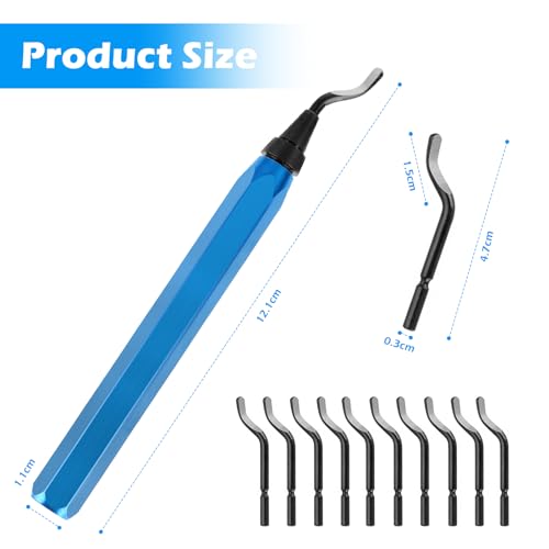 UKOFEW Entgrater Werkzeug Universal,360 ° Rotierender Klinge Schneidwerkzeug mit 10 Stück Ersatzklinge,Metallgriff Handentgrater,für 3D Drucker, Kunststoff, Aluminium, Edelstahl