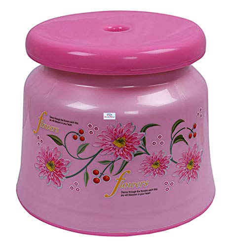 Image of Heart Home Round Strong Plastic Stool or Bathroom seat (Pink)- Pack of 2
