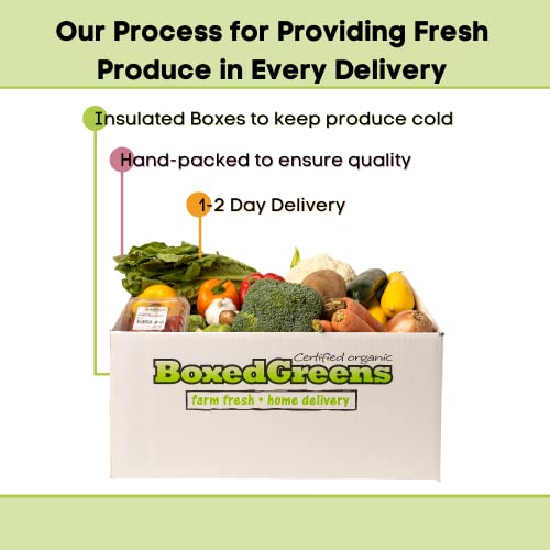 Boxed Greens 20Lbs Organic Vegetable Box - Box Includes Cauliflower, Onions, Potatoes, Lettuce, Tomatoes, Peppers, Brussel Sprouts, Carrots, Broccoli & More - Fresh Produce Assortment #TOP6