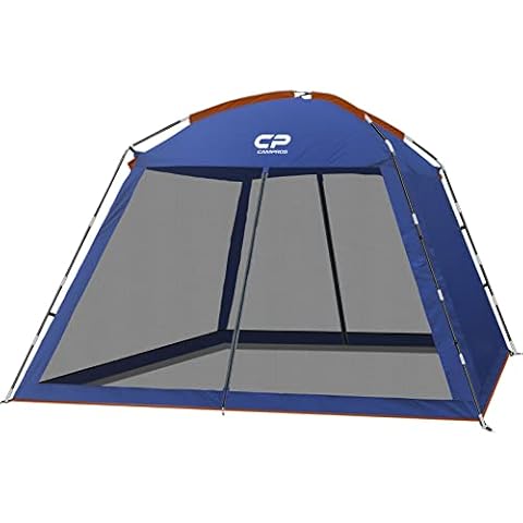 CAMPROS CP Screen House Room with 1 Side Wind/Sun Panel Canopy Tent Camping Tent Screen Shelter Gazebos for Patios Outdoor Camping Activities, 10'X10'X86in(H) - Blue Cover