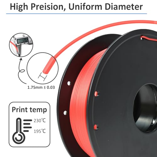 Image of GIANTARM 3D Printer Filament, 0.5kg Red PLA Filament, 1.75mm Dimension Accuracy + /- 0.03mm, 3D Printing Filament