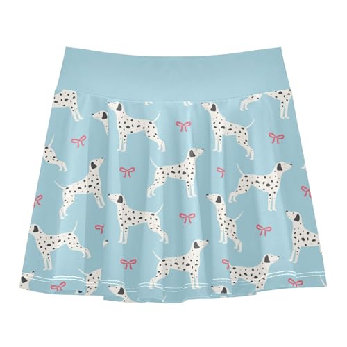 Girls Skorts High Waist Athletic Skirts with Shorts Dalmatian Ribbon Stretchy Teens Performance Tennis