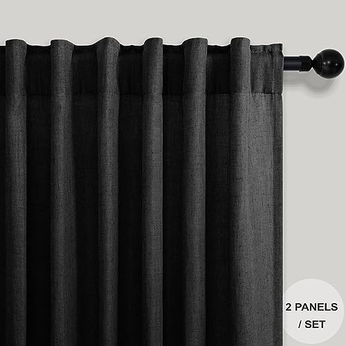 Cortinas de lino negro Pitalk para cocina, la solución ideal para ventanas de 30x24" 3