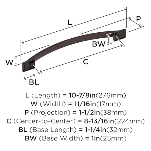 Image of Amerock Candler 8-13 /16 inch (224mm) Center-to-Center Oil-Rubbed Bronze Cabinet Pull, BP29351ORB