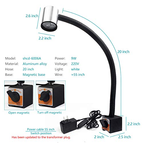 Led Magnetic Machine Work Light Ip65 Water Proof Flexible Gooseneck Lamp 900 Lumens 120 Volt For Lathe Milling Drill Press Industrial Lighting #TOP4