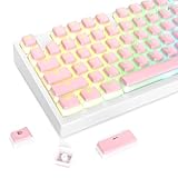 117キーOEMプロファイル半透明シャインスルーPBTキーキャップセット、ピンクプディングキーキャップ、61/68/84/87/104メカニカルキーボード用、ANSI（US）レイアウト - (Pink Pudding)