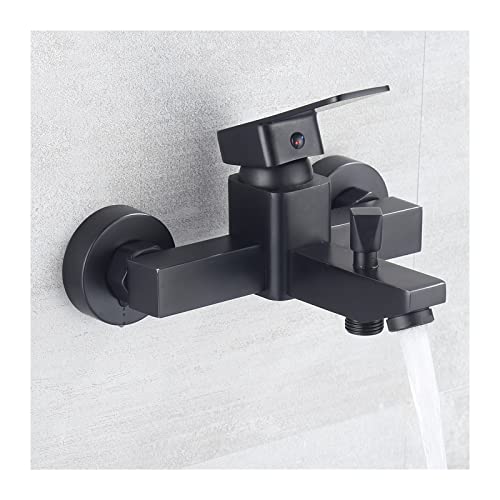 Robinet de douche noir mat mural avec mitigeur double commande pour salle de bain - 3