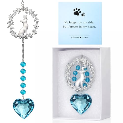 Kenning Pet Memorial Suncatcher Cat Memorial Gifts for Loss of Cat Sympathy Gifts Thoughtful Pet Remembrance Sun Catcher Bereavement Passing Away Remembrance Crystal Suncatcher Hanging Window Ornament