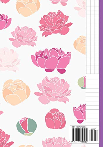 Dual Notebook Graph & Line: Flower Pink Cute Cover Half College Ruled / Half Graph 4x4 mixed paper styles on one sheet to get creative: Coordinate, ... write accompanying notes, draw sketches Diary image 4