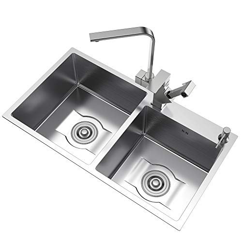 Spüle Kitchen Sink Doppel-Slot-Edelstahl-Wannen Thick Sink Geschirrspül-Wanne enthalten Keine A-Hahn for Küche Schüssel Küchenspüle (Color :