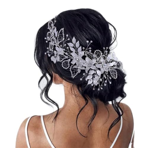 GZSLKSCD Diadema de Hojas para Boda, Tocado de Novia, Accesorio para el Cabello de Novia, Accesorio para el Cabello de Mujer (Plata, 1 Unidad (Paquete de 1)) (Plata, 1 Unidad (Paquete de 1))