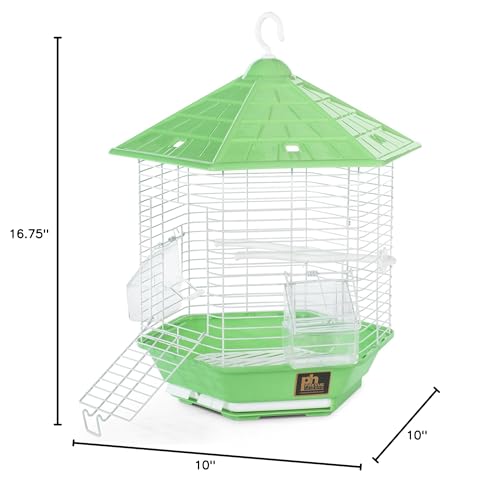 Image of Prevue Pet Products Bali Bird Cage - Small Bird Cage for Parakeets, Finches, & Lovebirds, Compatible with Stand, Clear Visibility, Easy to Clean & Maintain - White & Green
