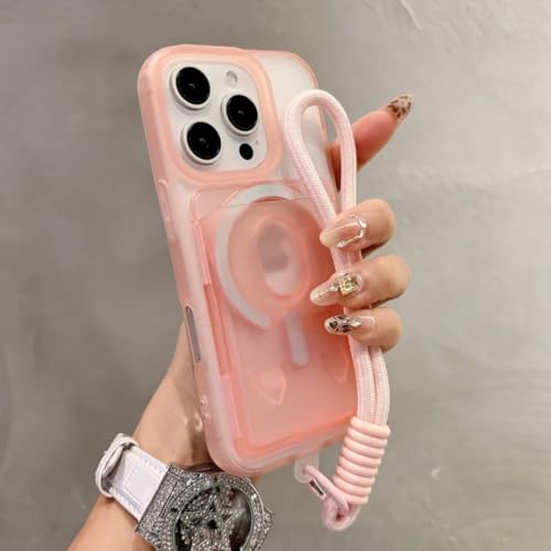 Étui iPhone 12/13 portefeuille magnétique transparent avec dragonne