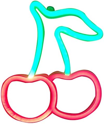 Cherry Neon Sign, Cherry Neon Lights for Bedroom Wall Decor Art, USB Rechargeable Multipurpose Led Neon Light Hanging Fruit Art Light for Kids Room Restaurant Dormitory Decoration(A)