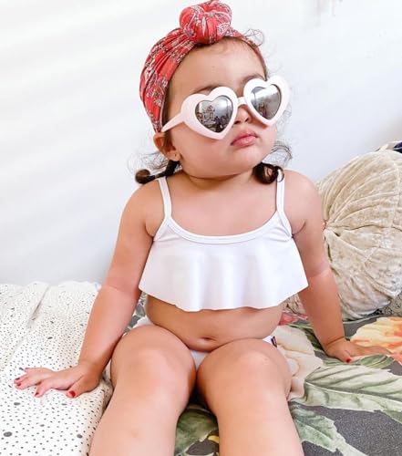 Made in USA Girls Flounce Bikini Top UPF50+ Sun Protection Toddler Bathing Suit Rash Guard for Beach Pool Swimwear3