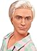 Barbie The Movie Ken Doll Wearing Pastel Pink and Green Striped Beach Matching Set with Surfboard and White Sneakers