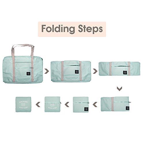 For Spirit Airlines Foldable Travel Duffel Bag Tote Carry on Luggage Sport Duffle Weekender Overnight for Women and Girls (1112 Mint Green)