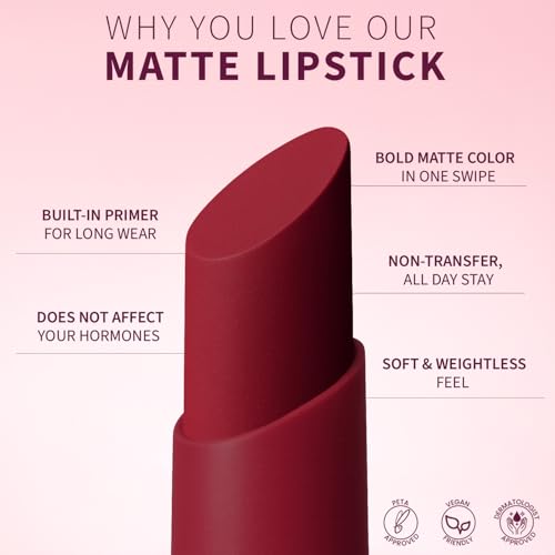 Image of TEEN.TEEN Color Life Nontransfer Crayon Lipstick | Matte Finish with Built-in Primer | Waterproof & Long Lasting Lip Color | Smudge-Proof, Fade-Resistant Formula | Ruby-Red, 2gm