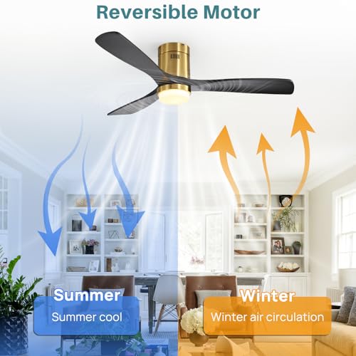 Sofucor Ceiling Fan with Lights-52 Inch Flush Mount Ceiling Fan with Light and Remote Control, Low Profile Wood Blades Modern Outdoor Ceiling Fans for Bedroom/Farmhouse/Patio/Indoor, Quiet DC Motor thumbnail 4