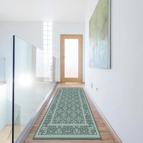 Alfombra de pasillo verde oscuro de 40x300 cm de estilo vintage 6