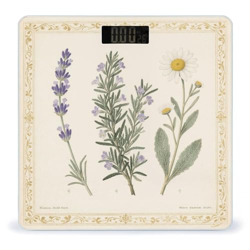 Báscula digital para baño con diseño botánico de hierbas florales