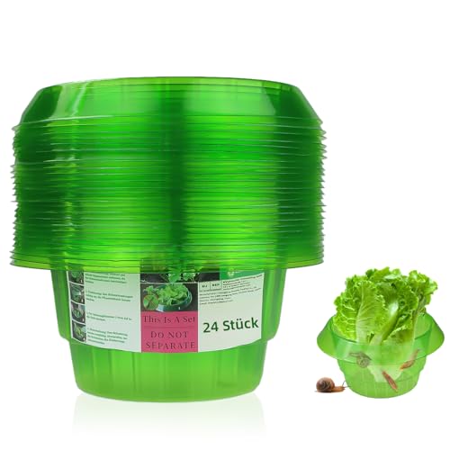 Nepfaivy Schneckenkragen [24 Stück] Schneckenschutzringe Effektiver Schneckenschutz für Salat und Kohl Schneckenkragen aus Robustem Kunststoff Wiederwendbare Schneckenabwehr für Gartenpflanzen