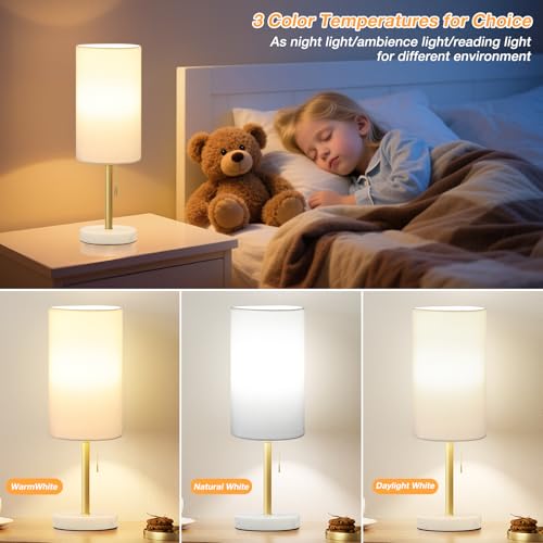 Image of Dicoool 17 inch Bedside Table Lamp for Bedroom, Marble Desk Lamp with USB Ports