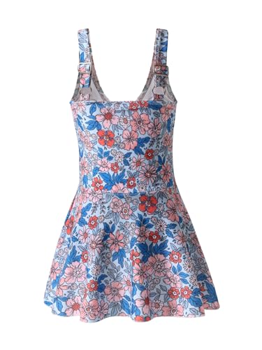 Image of Girls One Piece Swimdress Floral Skirt Bathing Suit Swim Hawaiian Beach Swimwear 4-14Y