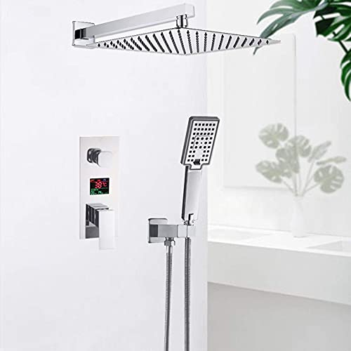 Robinet mélangeur de douche à effet pluie chromé de qualité supérieure murale