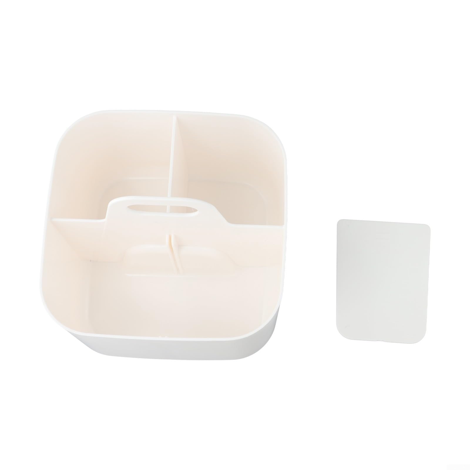 Cestino portaoggetti impilabile con manico in plastica, portatile, per ufficio, cucina, bagno, soggiorno, prodotti cosmetici, giocattoli, piedini antiscivolo, facile da pulire (bianco)