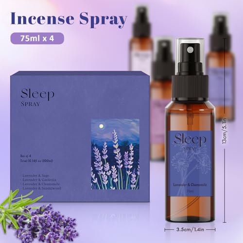 STRN Sleep Spray, Lavender Essential Oil Mist, Sleep Spray for Pillows, 4 Lavender Scented - Gardenia, Chamomile, Sandalwood, Sage, Sweet Dream Fragrance, 75 ML x 4 Packs — view 5