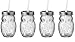 Circleware Owl Mason Jars Drinking Glasses with Metal Lids and Hard Plastic Straws Set of 4, Glassware for Water Beer and Kitchen & Home Decor Dining Beverage Gifts, 15 oz, Clear