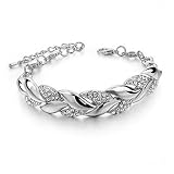 Women Chain Bracelets with Clear Rhinestones Leaf Link Bracelet Hip Hop Jewelry Gift for Grils Daugt