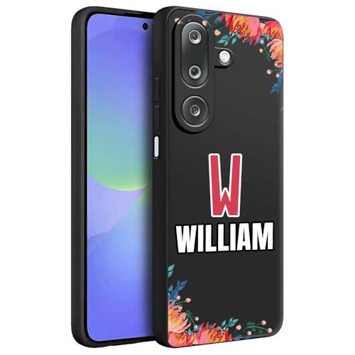 Image of Fashionury Back Cover Case for Samsung Galaxy M36 5G / Samsung Galaxy F36 5G | Matte Soft Silicon Flexible | Camera Bump Protection | Name with Colorful Floral Design | Get Your Name on Cover (Black)
