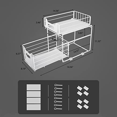 R Ruimei 2 Set, 2-Tier Under Sink Organizer, Multipurpose Slide-Out Storage Container With Handle, Kitchen Organization And Storage, Bathroom Organization, Pantry Organization, White #TOP6