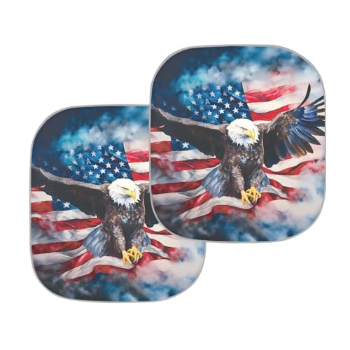 Image of Eagle Flag 2 PCS Car Windshield Sun Shade Foldable Automotive Interior Accessories for Sun Protection Auto Sun Heat and UV Rays Blocker Fit Car Front Window for Trucks SUV Van