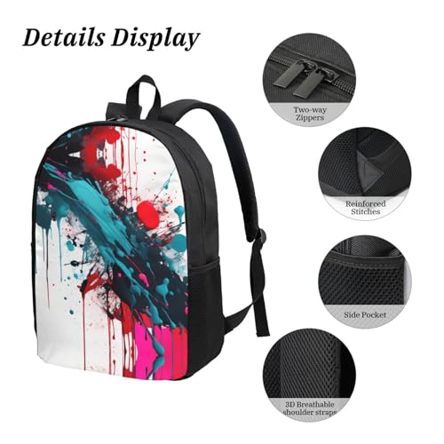 Mochila escolar ligera para clases y actividades con diseño de pintura abstracta 5
