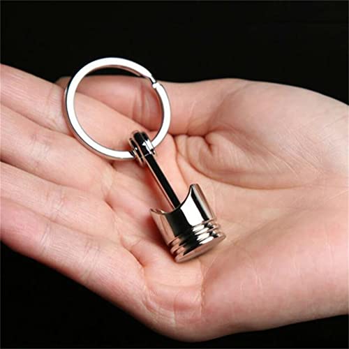 Ergugos Car Piston Keychain Engine Piston Silver Keyring Alloy Keychain Gift Silver Plated Metal Keyring Keychain,Medium #TOP6