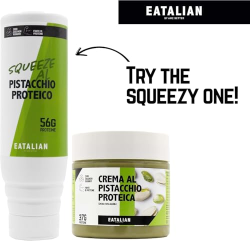 Image of EATALIAN by AMZ BETTER Protein Pistachio Cream 7 oz /200 gr, Natural Spreadable Pistachio Cream, Made in Italy Protein Pasta, Sweet Taste Ideal on Bread and Dubai Chocolate