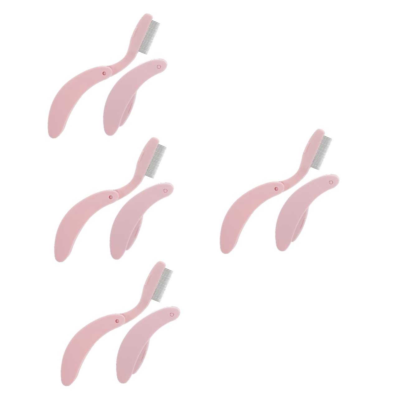 FRCOLOR 4sets Metal Eyelash Comb Lash Extension Separator Tool Portable Eyebrow Brush Combs for Women Men 2pcs*4