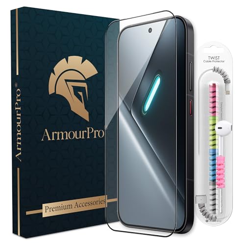 Image of ArmourPro Military-Grade Tempered Glass for Poco X8 Pro - 9H Anti Scratch, Edge-to-Edge Coverage, HD Clarity, Smooth Touch, Case Friendly, Easy Installation Kit with Cable Protector