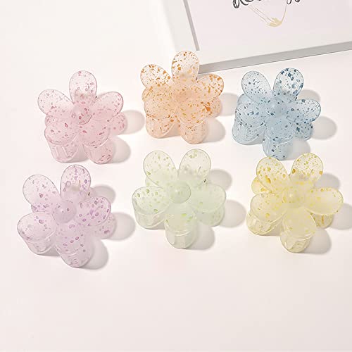 TODEROY 6 PCS Big Hair Claw Clips Matte Flower Hair Clips Non-Slip Cute Hair Catch Barrettes Plastic Jaw Clamps for Thin Thick Hair Hair Acrylic Accessories for Women Girls 6 Colors