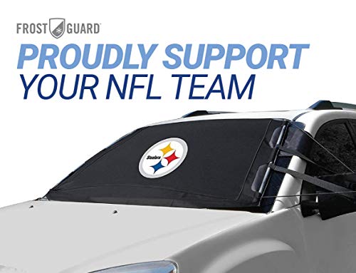 NFL Frost Guard Windshield Cover for Ice and Snow, Pittsburgh Steelers | Standard Size Car Windshield Frost Cover with Mirror Covers | Fits Most Cars, Sedans, Small Trucks, SUVs – 60 x 40 Inches - Thumbnail 4