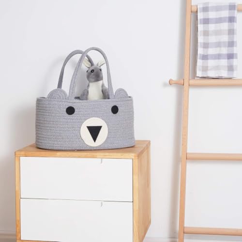Image of House of Quirk Baby Diaper Caddy Organizer Cotton Rope Basket - Beige