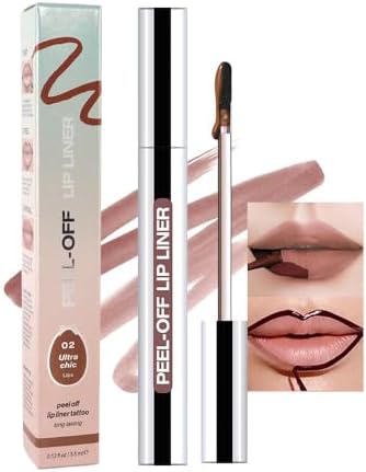 Matte Liquid Lip Stain Peel Off Lip liner Tattoo, Brown Matte Peel Off Lip Stain, Long Lasting Waterproof Lipstick Lip Gloss Stain, Transfer-proof for All Skin Types, 0.12 fl oz 02#