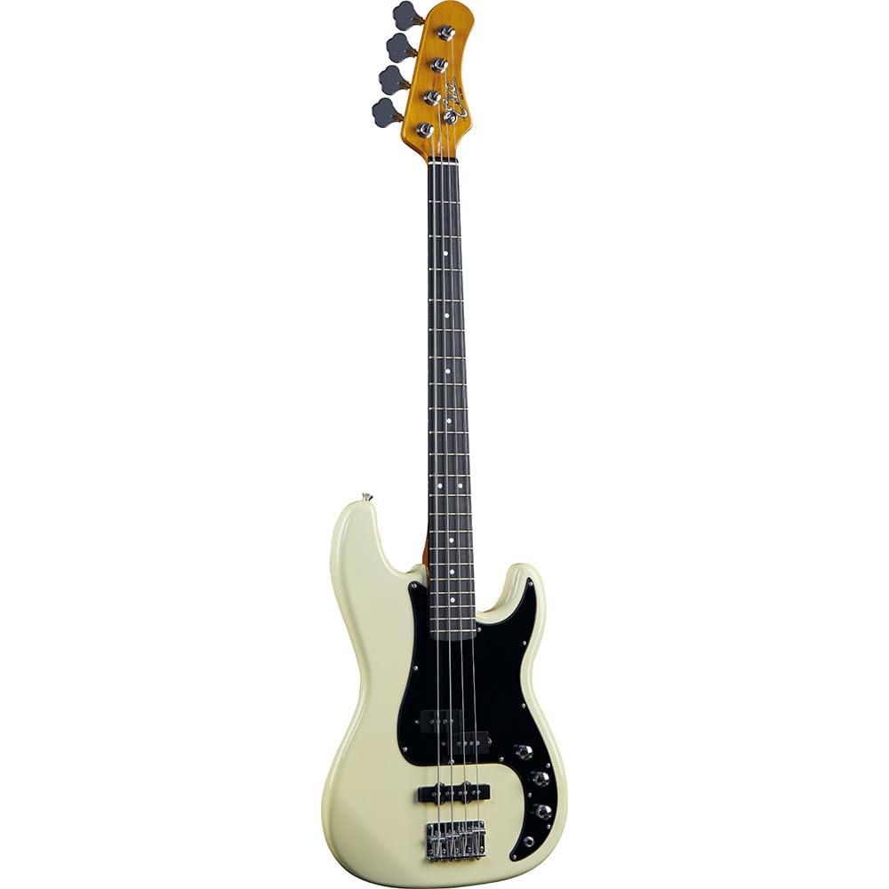 EKO GUITARS - VPJ-280V Vintage White, Basso Elettrico 4 Corde, Serie "Tribute Vintage", Corpo in Tiglio, Manico in Acero, Tastiera 21 Tasti in Resina Eko WPC, Colore Vintage White