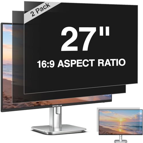 Pozlle 2 Pack Computer Privacy Screen for 27" 16:9 Aspect Ratio Widescreen Monitor, Anti Spy Blue light Glare Blocking Film, PC Privacy Screen Filter