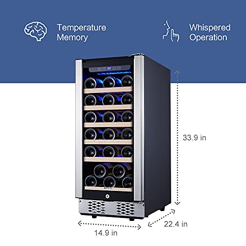 Staigis Wine Fridge, 15 Inch Wine Cooler W/ 30 Bottles Capacity, Built In Wine Cooler Refrigerator For Home With Stainless Steel Frame Door #TOP2